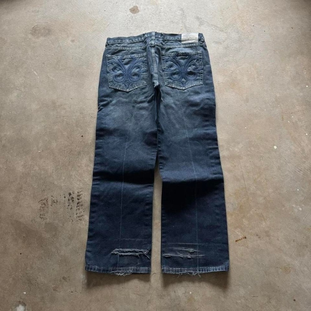 Baggy Whitetag Wide Leg Southpole Styl Embroidered Y2K VTG Denim Jeans 38x32